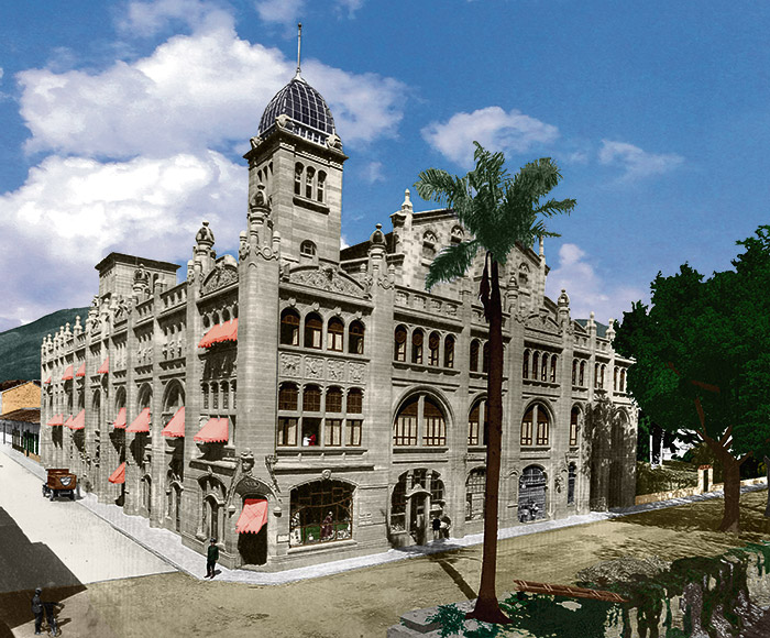 edificio Gonzalo Mejía, en el que además de otros locales comerciales, estaban el Teatro Junín y el Hotel Europa